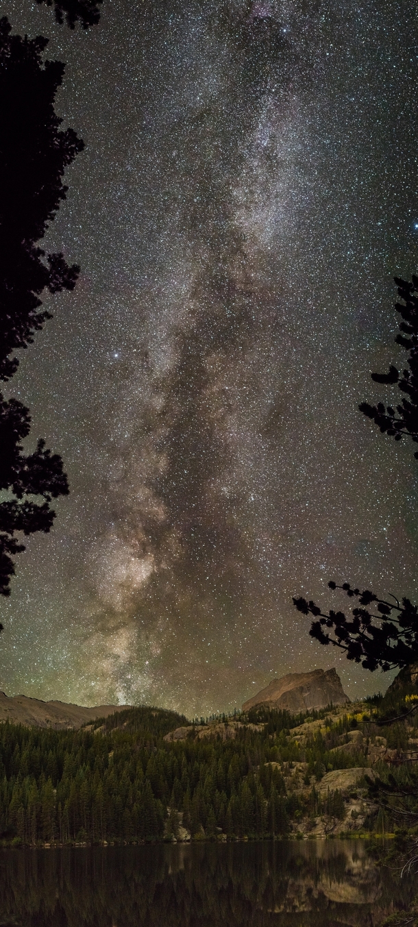 Milky Way over Bear Lake in Rocky Mountain National Park CO 