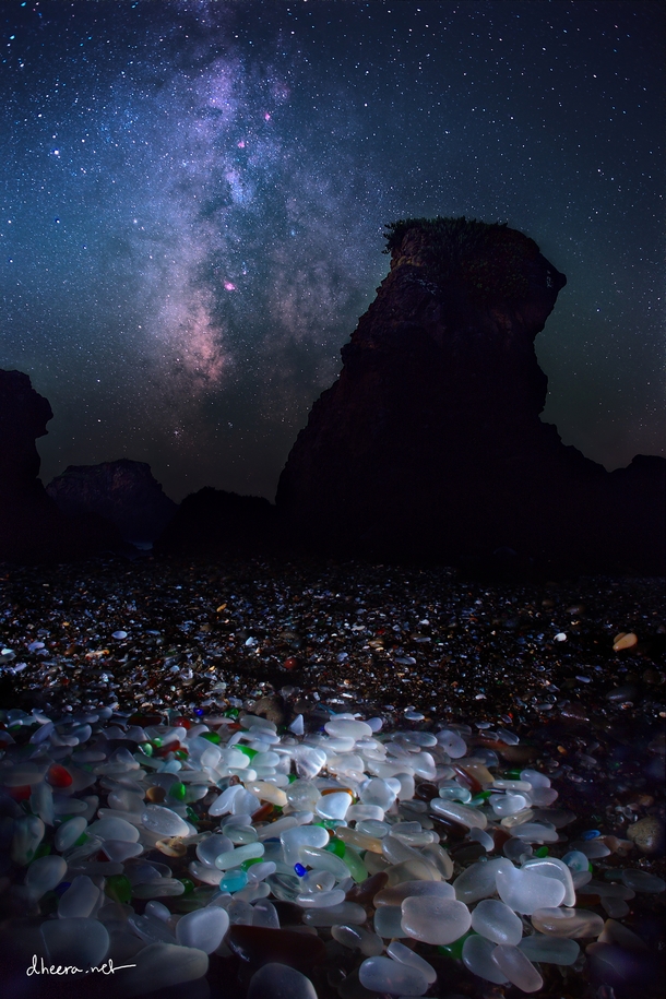 Milky Way over glass beach near Fort Bragg CA 