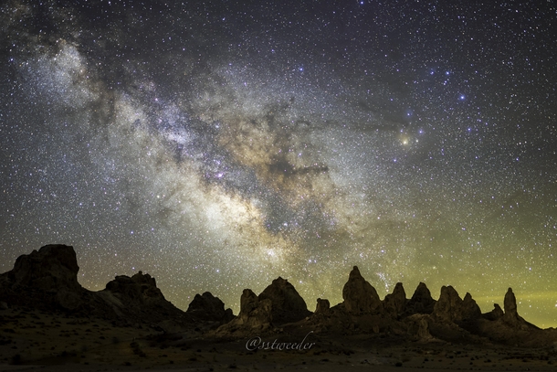 Milky Way over Trona Pinnacles CA OC   