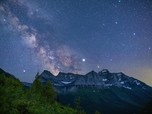 Milky Way riding over Logans pass in Glacier National Park MT  x  