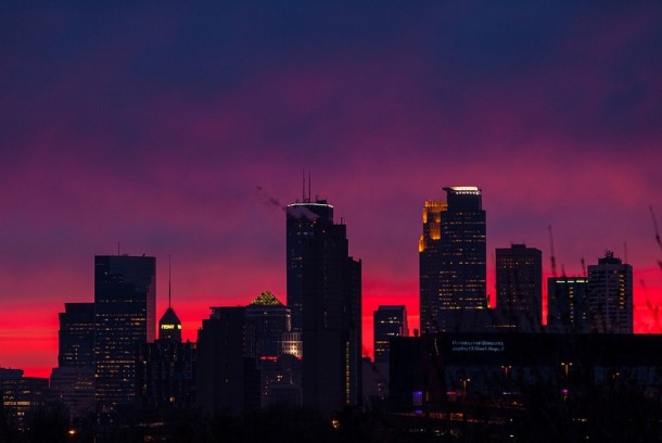 Minneapolis skyline at Sunset x-post from rMinnesota 