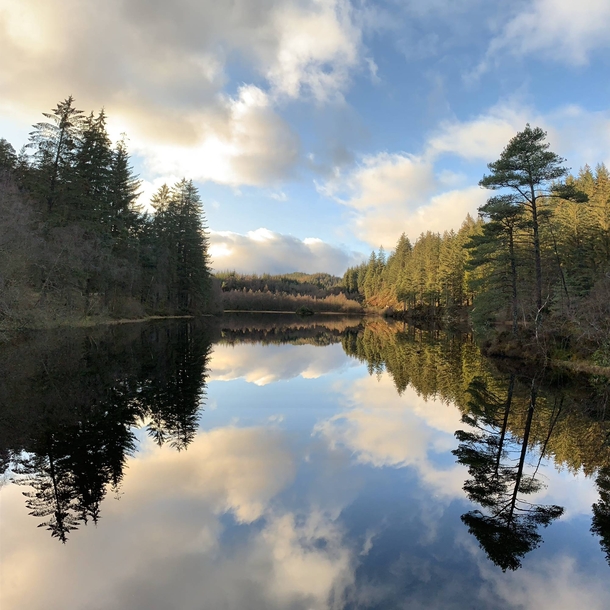 Mirrored loch - Stirling Scotland 