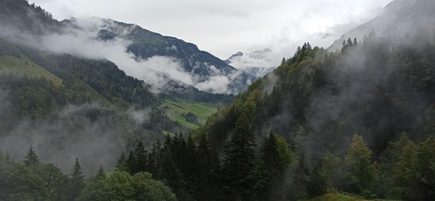 Misty Mountains in Bregenz Forest Austria 