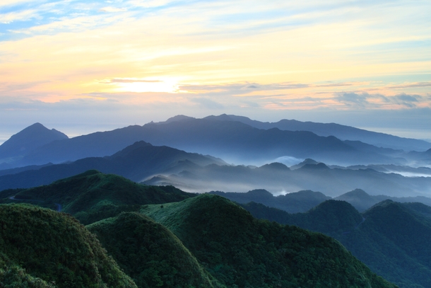 Misty mountains in Pingxi District in Taiwan 