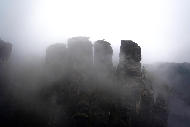 Misty Mountains Saxon Switzerland Germany 