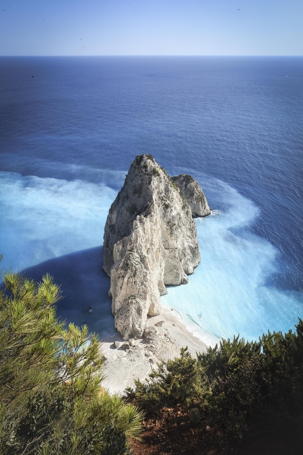 Mizithres a sea stack on the Greek Island of Zakynthos 