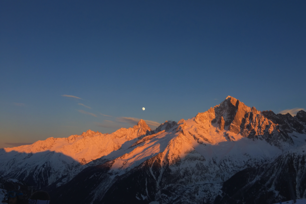 Mont Blanc french side at sunset Taken last winter 