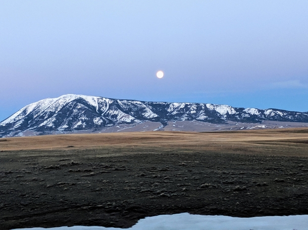 Moon during the sunrise in Wyoming 