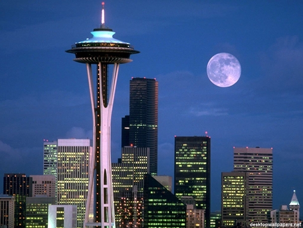 Moon over Seattle