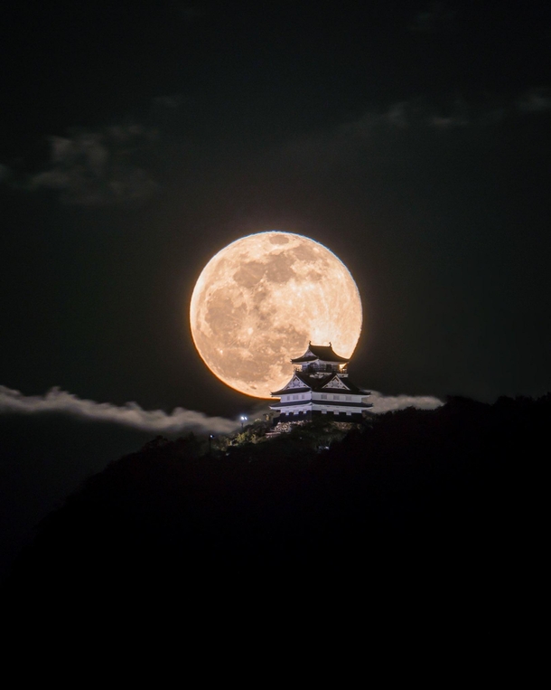 Moon over the castle Gifu Castle Japan