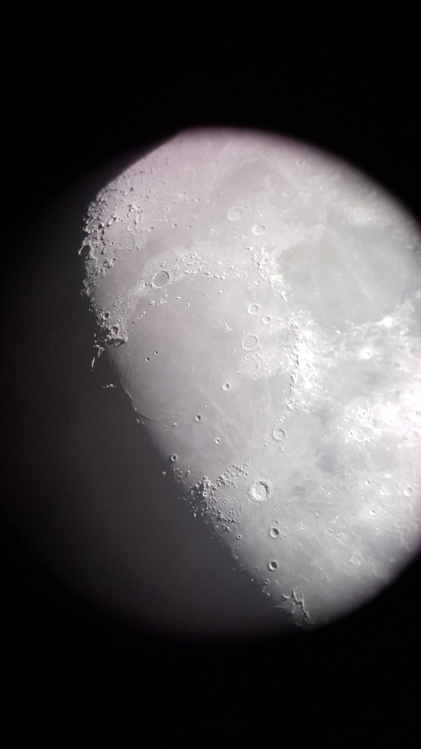 Moon - taken with my Orion SkyQuest XT PLUS Dobsonian Reflector Telescope and Galaxy S Im still learning Itll take awhile until I take good quality one But Im trying Location is Kalutara Sri Lanka