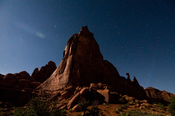 Moonlit Monolith Arches National Park Moab Utah 