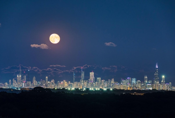Moonrise Chicago Illinois by John Crouch