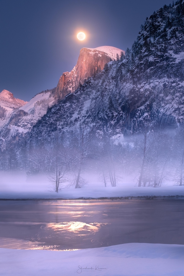 Moonrise over Half Dome Yosemite 