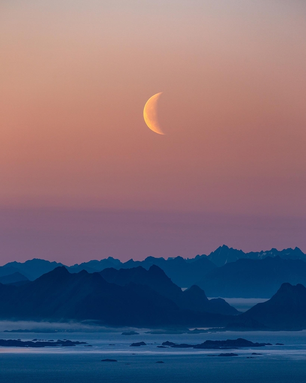 Moonrise over Lofoten Norway 