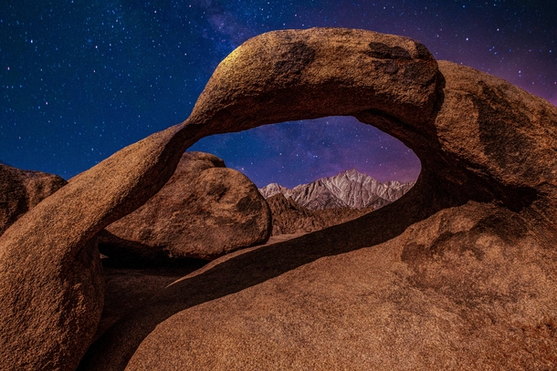 Morbius Arch Alabama Hills CA Drove  Hours and hiked mountains in the darkness to get this shot OC