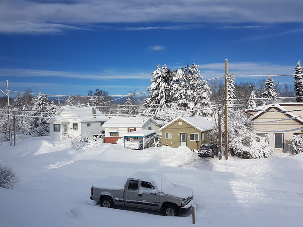 Morning after a day long snowstorm in northern Ontario