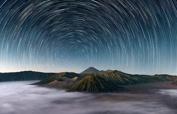 Mount Bromo under a spinning starscape - Indonesia  by Elia Locardi