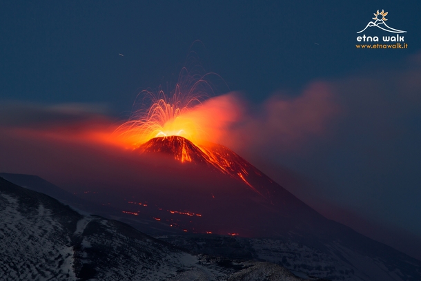 Mount Etna covered in snow and lava  photo by Marco Restivo