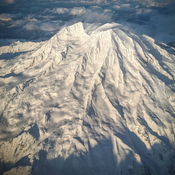 Mount Rainier Washington from the air 