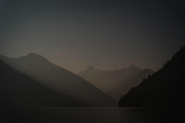 Mountains and moonlight - Chilliwack Lake BC Canada 
