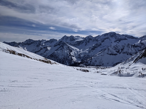 Mountainside picture while skiing Passo Tonale Italy 