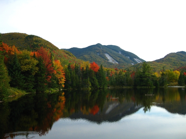 Mt Colden from Marcy Dam in Fall Adirondacks NY x
