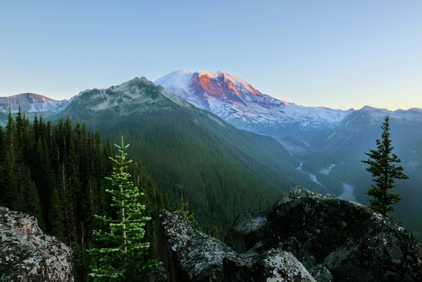 Mt Rainier at Sunset from the North Loop Trail 