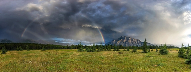 Mt Rundle Rainbow Banff National Park Canada 