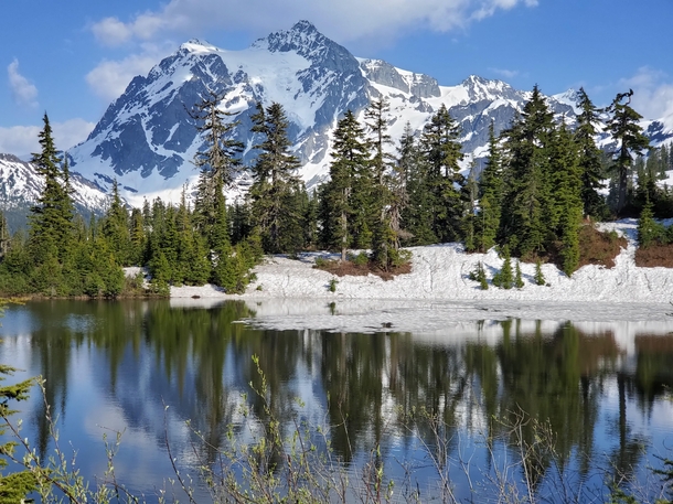 Mt Shuksan as seen from Picture lake Mt Baker National Forest Washington State  x