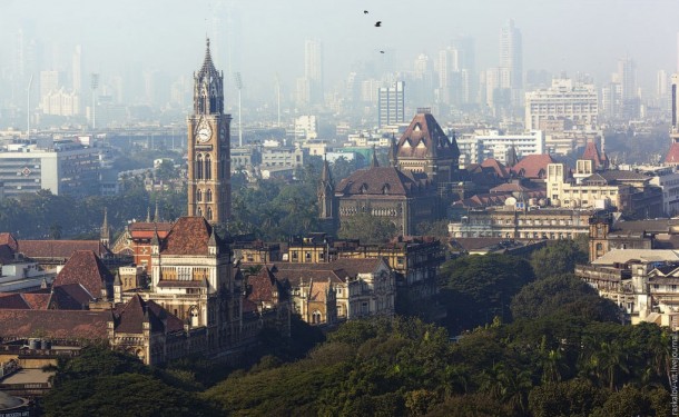 Mumbai India Colonialism architecture alongside modern skyscrapers 