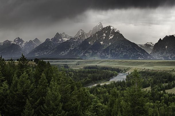 My attempt at recreating an Ansel Adams classic Snake River Overlook Grand Teton National Park 