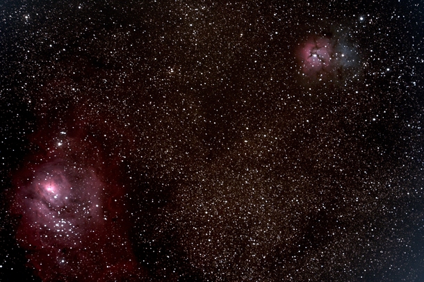 My boss does some serious deep space imaging M and M AKA The Lagoon and Trifid Nebulae 