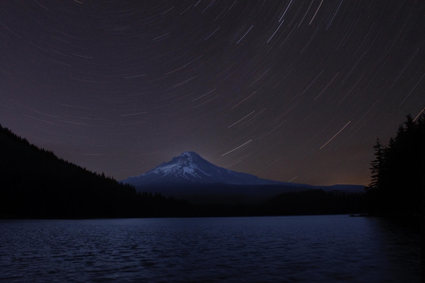 My camera is old and bad but star trails over mount hood turned out okay if you ignore the hot pixels