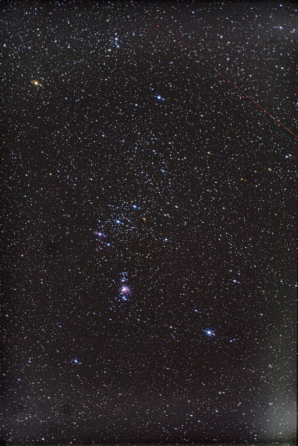 My first attempt at capturing closeup data on Orions Belt and Mthe Orion Nebula uncropped