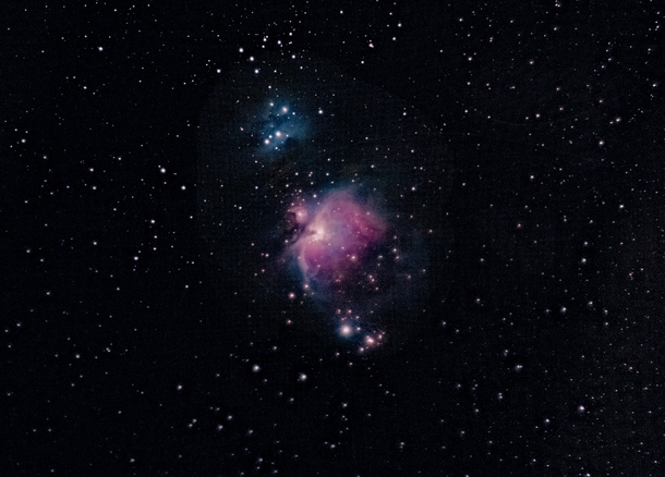 My first deep sky object The Orion nebula and the running Man Nebula Stacked about  frames