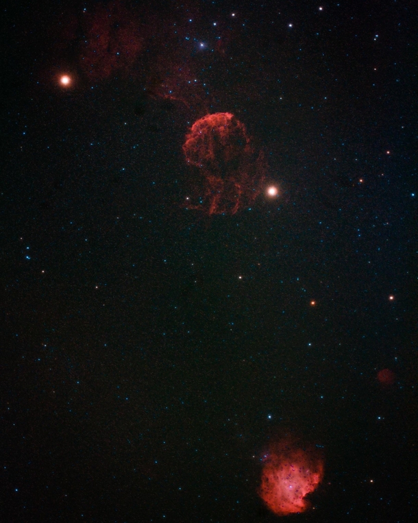 My first try at the Jellyfish and Monkey Head Nebulae 
