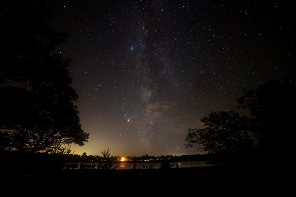 My friend and I drove a couple hours in Ontario so that we could see the Milky Way for the first time and learn a little about astrophotography Heres one of the best photos we got 