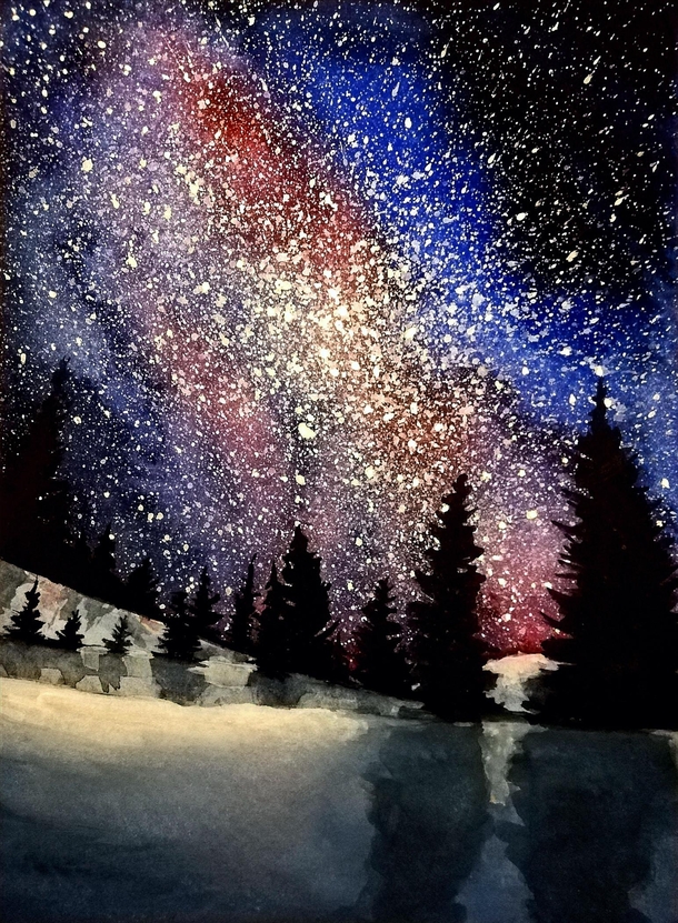 My imaginary watercolor starscape from a few years back