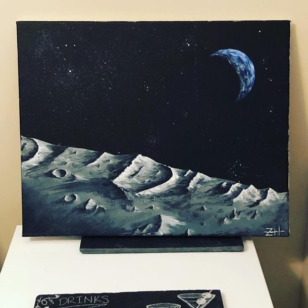 My painting standing in a crater far far away