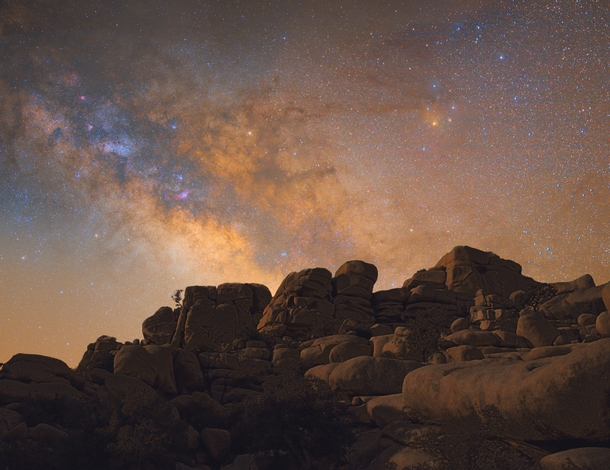 My picture of the Milky Way rising over Joshua Tree some of the darkest skies in the country 