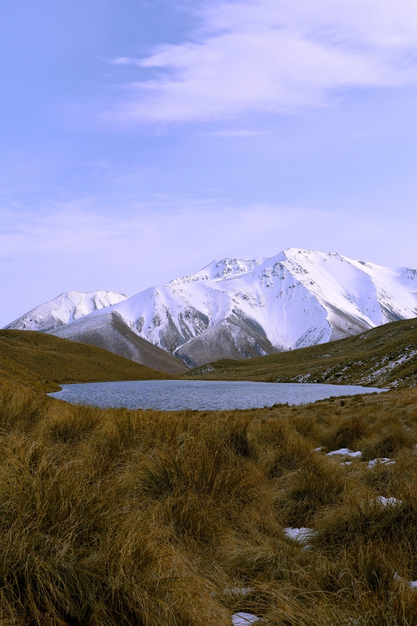 Mystery Lake with Mt Potts backdrop New Zealand 