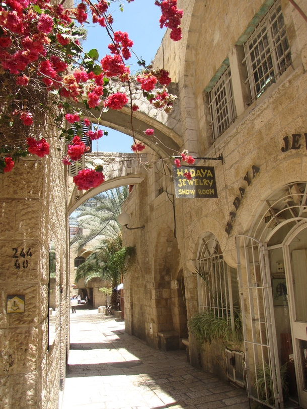 Narrow street in the Jewish Quarter of Old Jerusalem 