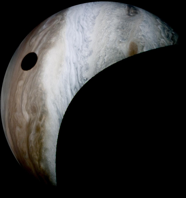 NASA has just captured this view of Ios shadow on Jupiter