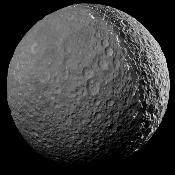 NASAs Cassini spacecraft made its final close approach to Saturns moon Mimas on January   At closest approach Cassini passed  miles kilometers from Mimas This mosaic is one of the highest resolution views ever captured of the icy moon 