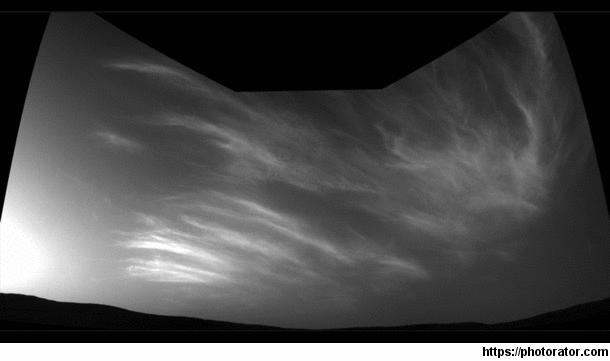 NASAs Curiosity Mars rover imaged these drifting clouds on May   the th Martian day or sol of the mission using its Navigation Cameras Navcams