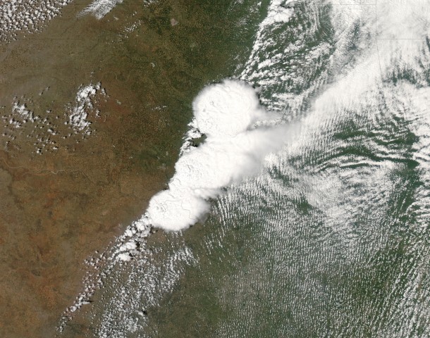 NASAs Earth Observing System took a picture of the storm over Oklahoma when the tornado started 