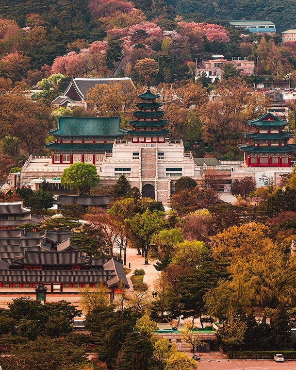 National Folk Museum complex inside the wooded grounds of Gyeongbok Palace downtown Seoul South Korea 