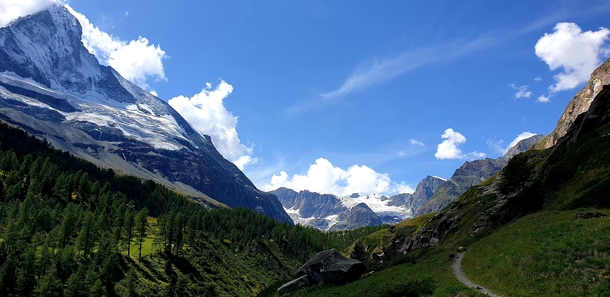 Natural panorama of Matterhorn and Glacial friends Switzerland 