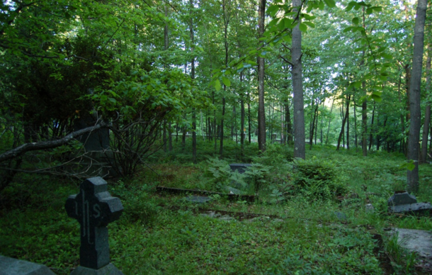 Nature Reclaims PA Graveyard Cornerstone Circa  